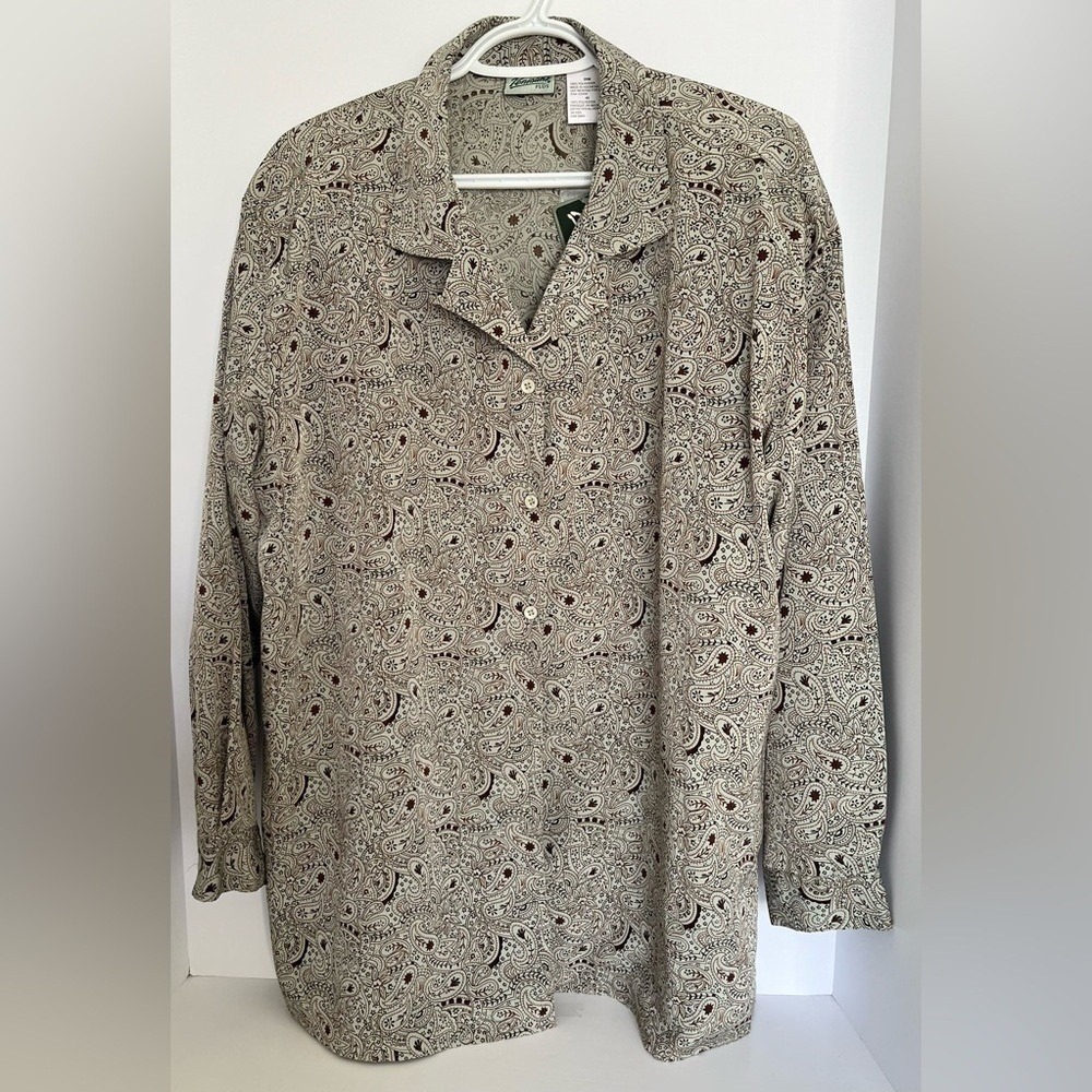 Penmans Plus Womens Paisley Print Button Up Long Sleeve Shirt Top Size 20W